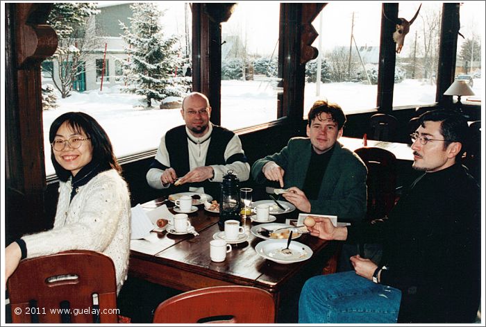 Feng-Chiu, Hristan, Piotr and Nariman at breakfast