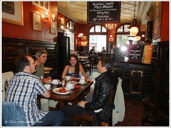 at breakfast in Earl's Court, London (2011)