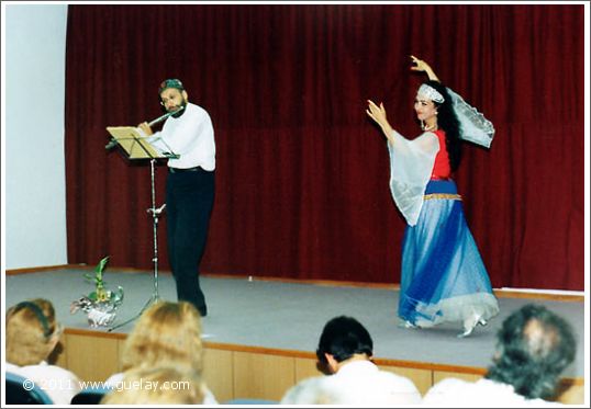 Josef Olt and Gülay Princess at library of the state, Ayvalık (1996)