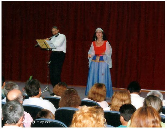 Josef Wolfgang Olt and Gülay Princess at library of the state, Ayvalık (1996)