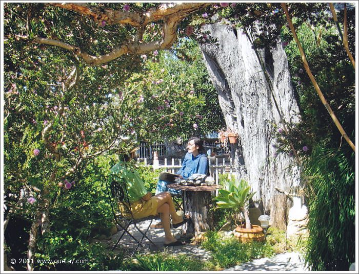 Josef Olt and Nariman Hodjati, garden of our accomodation in Ventura, California (2006)