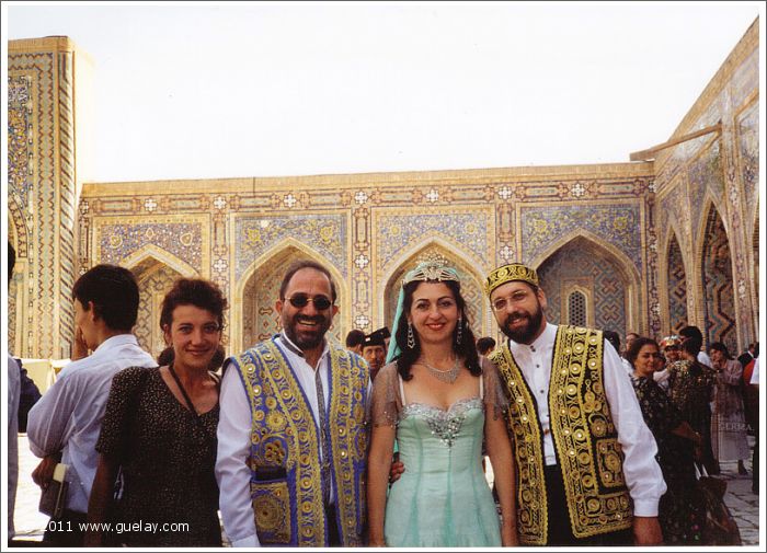 Dilbar, Josef, Asim and Gülay Princess in courtyard of Tilya-Kori Madrasah (1997)