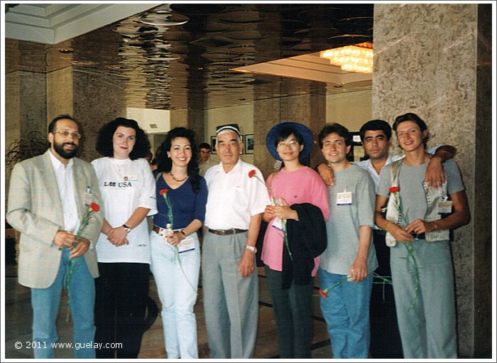 Gülay Princess & The Ensemble Aras with friends in the lobby of Hotel Afrosiyob (1999)