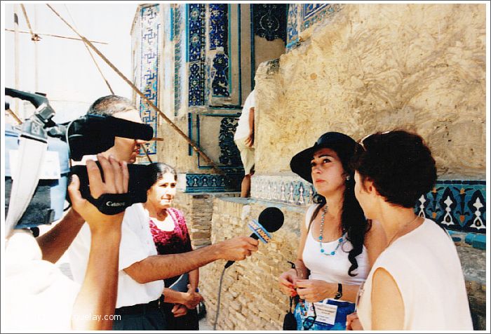 Gülay Princess at TV interview in Samarkand (1999)