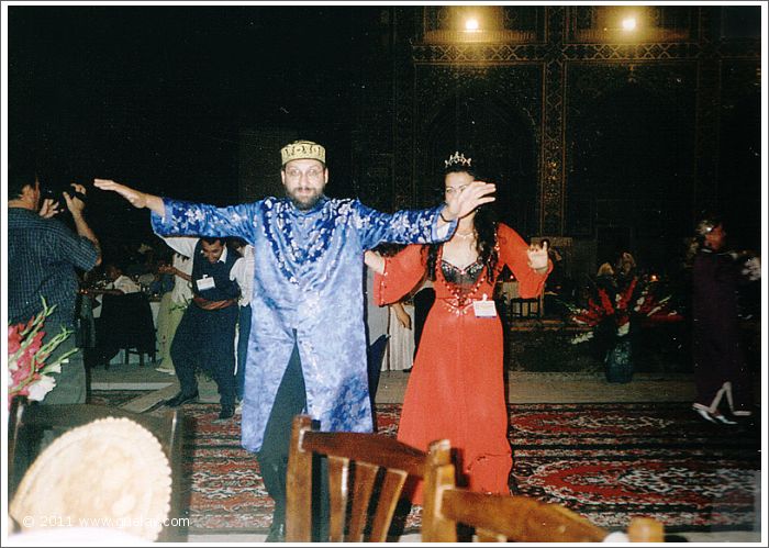 Josef Olt, Gülay Princess at banquet in courtyard of Ulugh Beg Madrasah, Samarkand (1999)