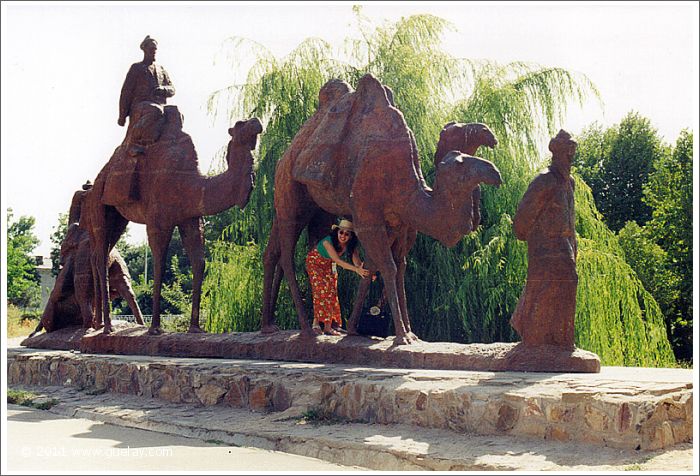 Gülay Princess at the Silk-Road memorial in Samarkand (1997)