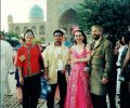 Feng-Chiu, Lalu, Gülay Princess and Josef at Registan Square in Samarkand (2003)