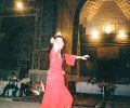 Gülay Princess at banquet in courtyard of Ulugh Beg Madrasah, Samarkand (1999)